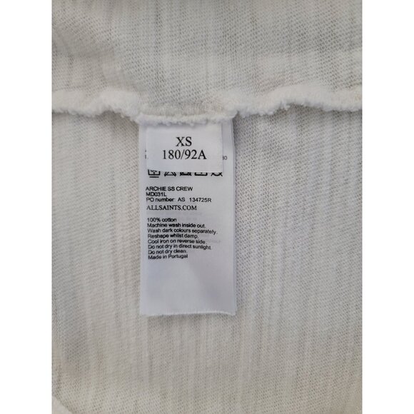 AllSaints ARCHIE Oversized Distressed White Cotton Crewneck Short Sleeve Tee XS - Picture 7 of 9